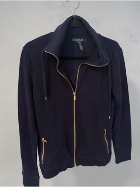 Lauren Ralph Lauren Navy Full-Zip Jacket Size M - Quiet Luxury - Preppy